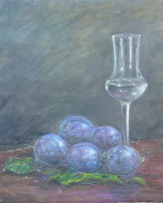 Plums & Schnapps
Oil on Canvas 40x40cm
