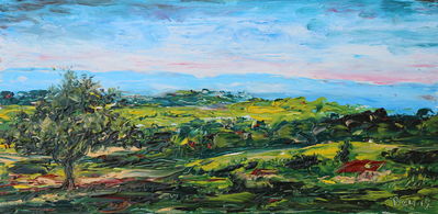 Near Ricketwil. Looking north, evening
Oil on Panel, 30x15 cm
